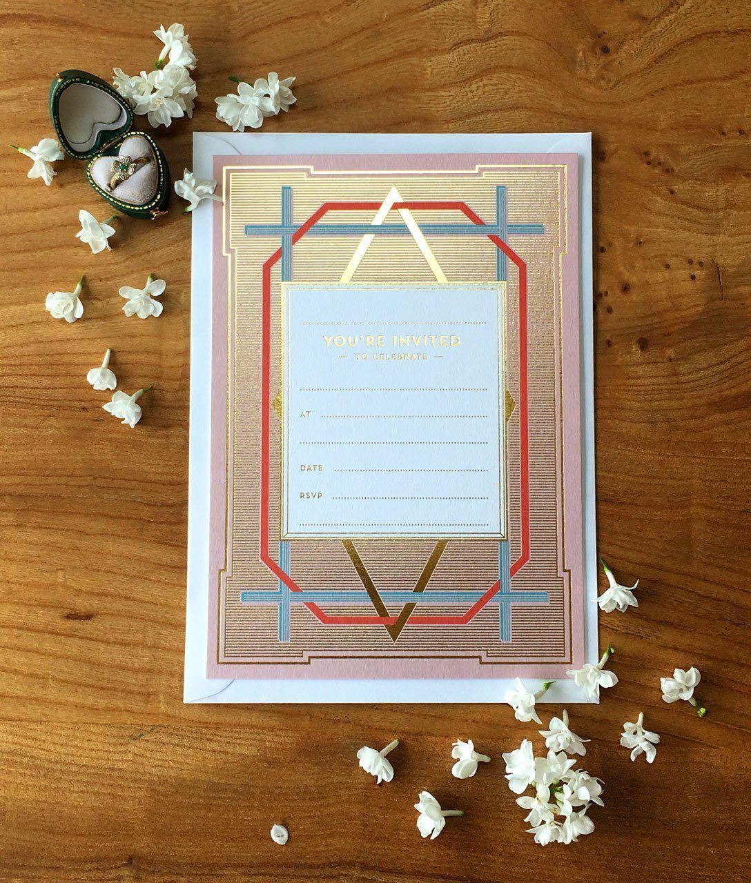 Art Deco Invitation (Pack of 10) - Chase and Wonder - Proudly Made in Britain