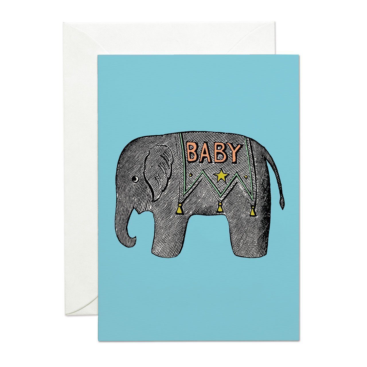 Baby Elephant Blue Greeting Card - Chase and Wonder - Proudly Made in Britain