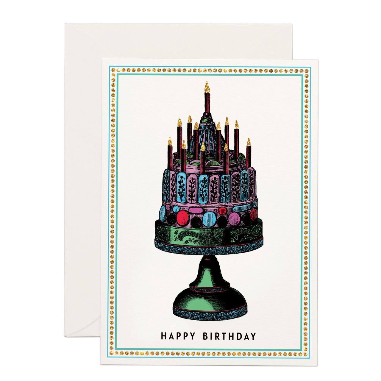 Happy Birthday Cake (SMALL) greeting card - Chase and Wonder - Proudly Made in Britain