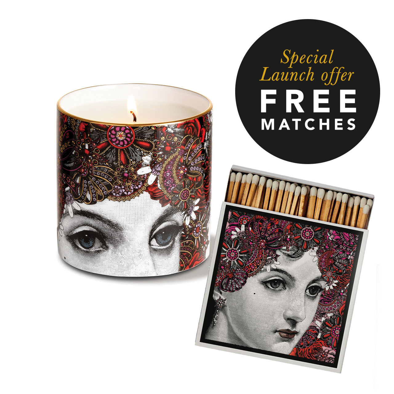 The Christmas Lady Luxury Scented Ceramic Candle With FREE MATCHES