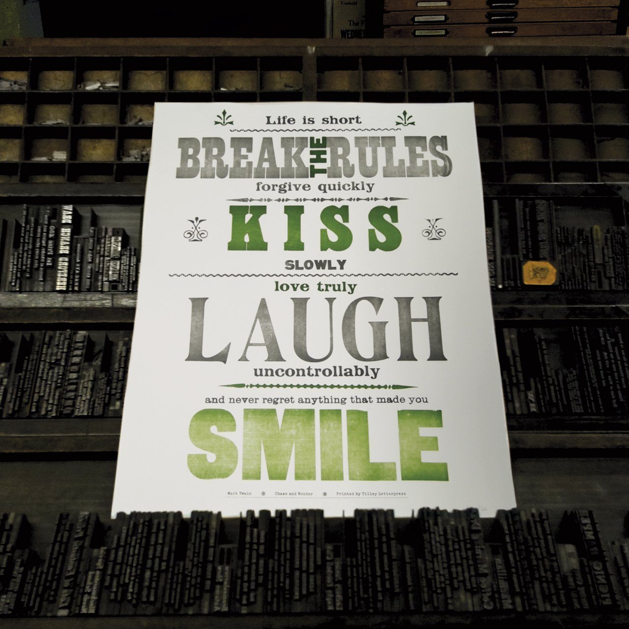 Break the Rules Letterpress Print - Chase and Wonder - Proudly Made in Britain