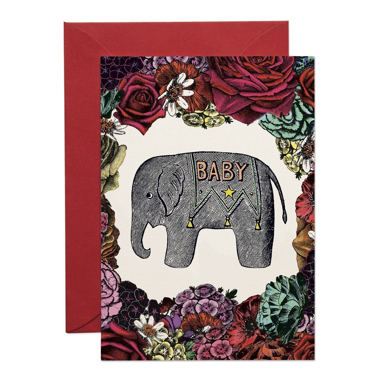 Baby Elephant Flower Greeting Card - Chase and Wonder - Proudly Made in Britain