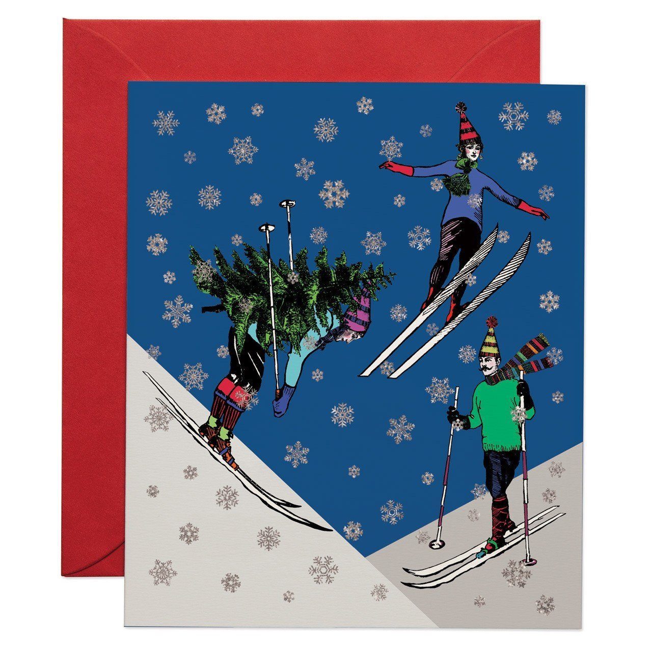 Christmas Skiers greeting card - Chase and Wonder - Proudly Made in Britain