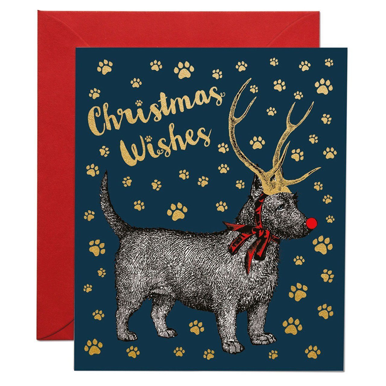 Christmas Dog with Antlers greeting card - Chase and Wonder - Proudly Made in Britain