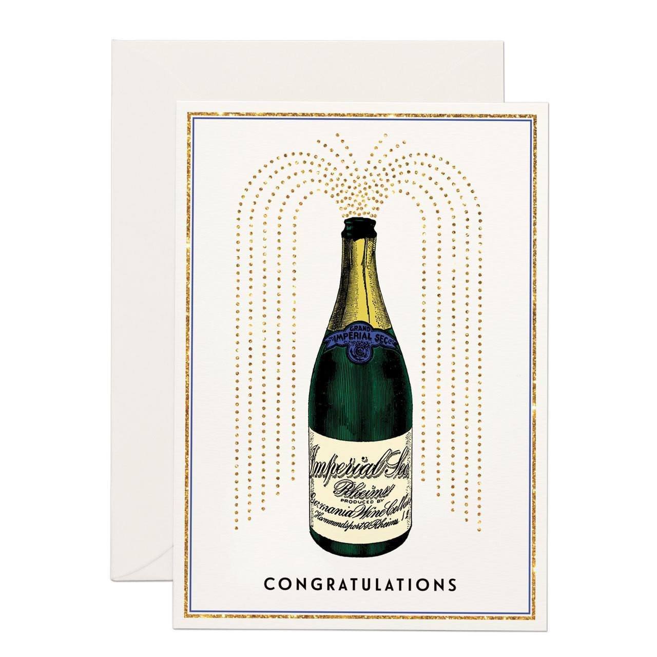 Champagne Congratulations (SMALL) greeting card - Chase and Wonder - Proudly Made in Britain