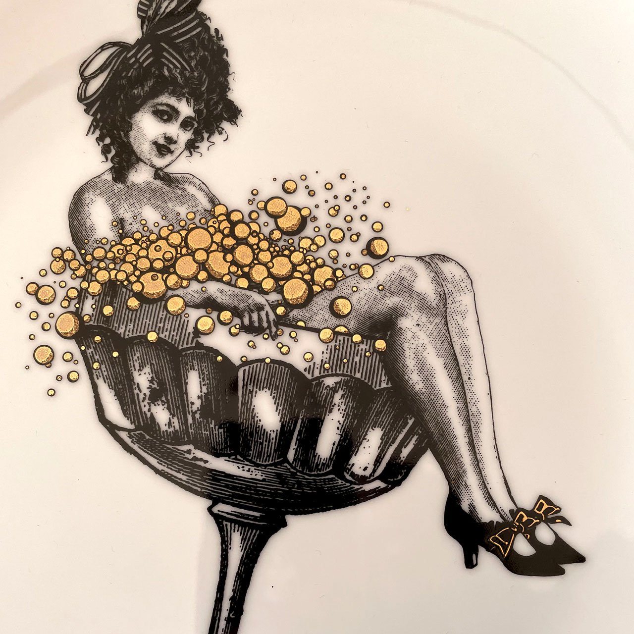 Gold Champagne Lady 10" Fine China Plate