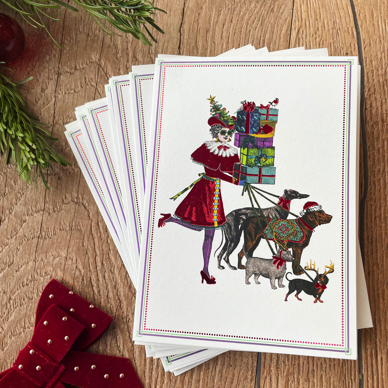 Christmas Shopping lady - (Pack of 10)