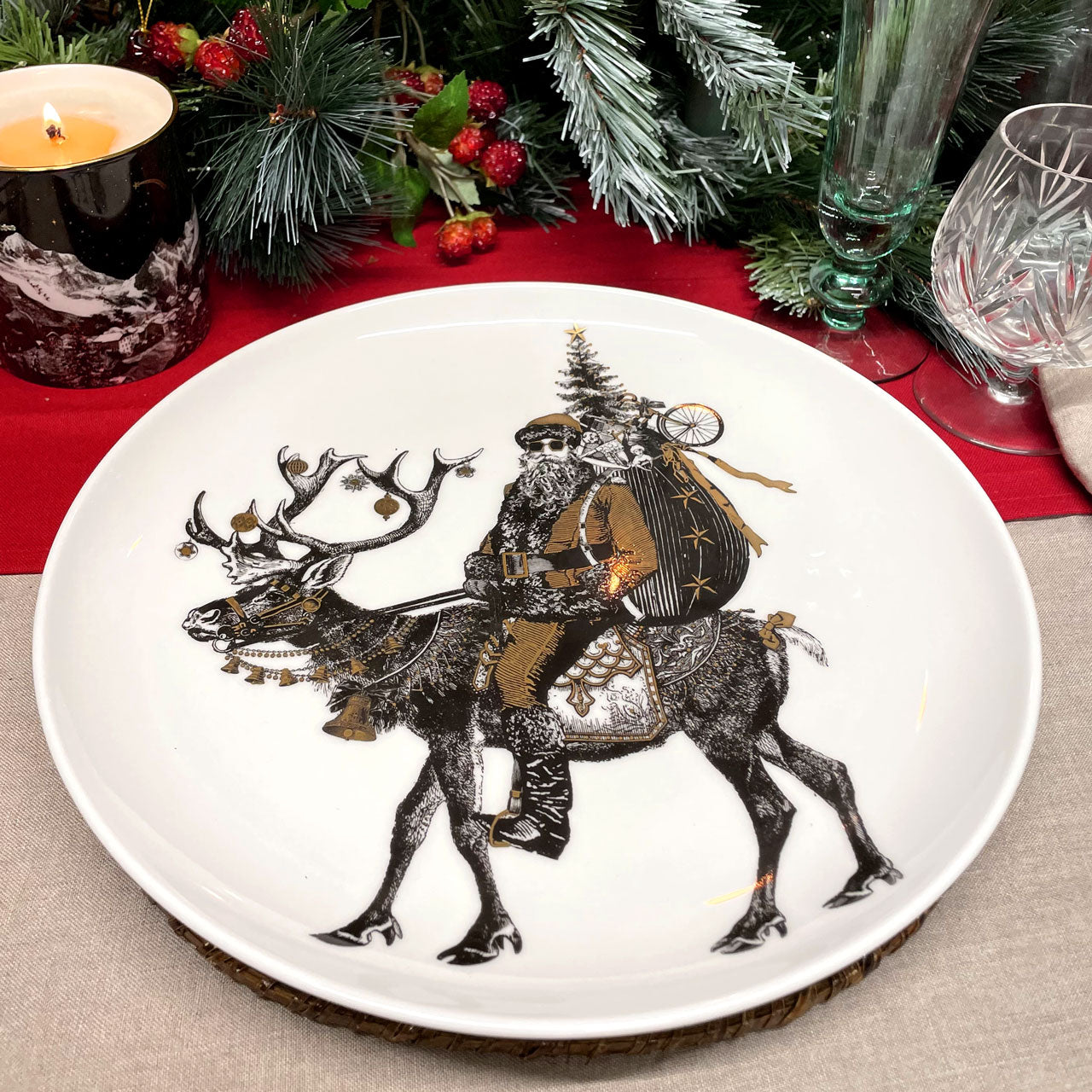 Gold Father Christmas 10" Fine China Plate