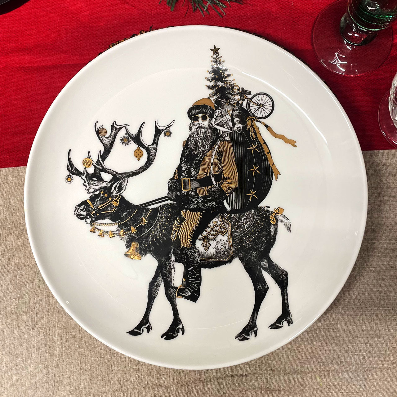 Gold Father Christmas 10" Fine China Plate