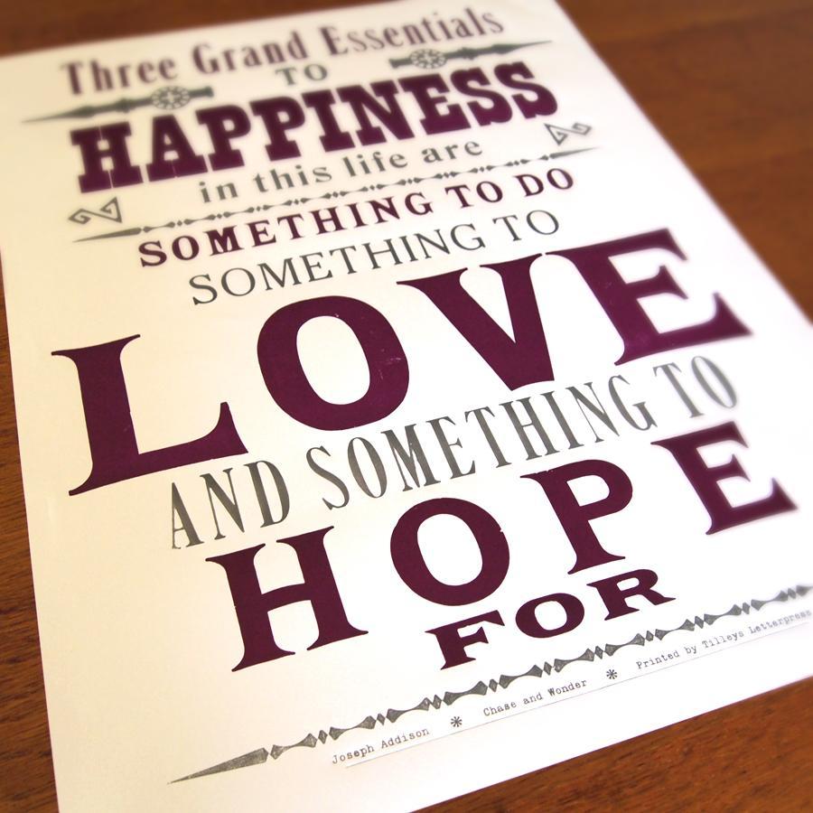 The Three Essentials Letterpress Print - Chase and Wonder - Proudly Made in Britain