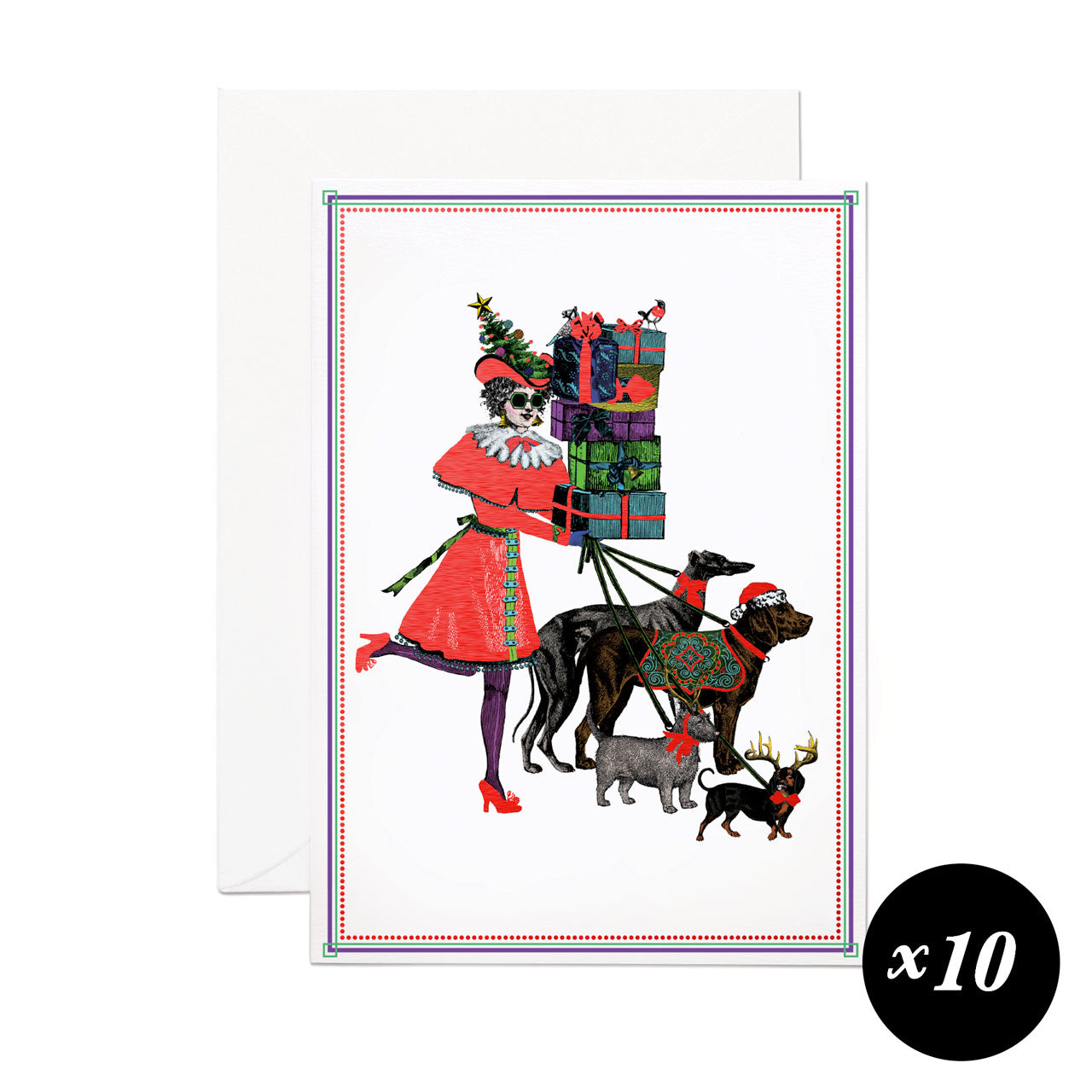 Christmas Shopping lady - (Pack of 10)